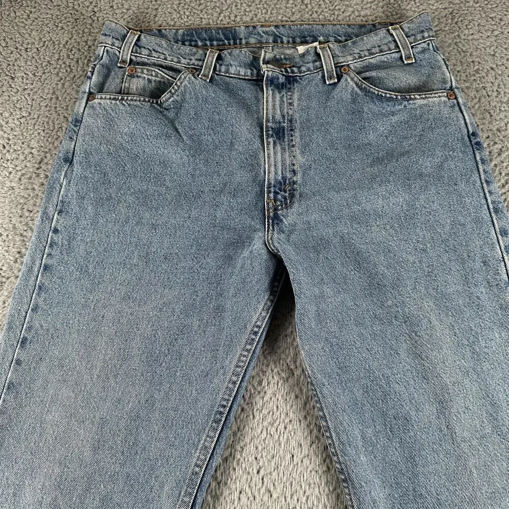 Levis 505 Jeans Mens 36x32(35x32 Fits) Blue Straight Leg Light Wash Orange Tab